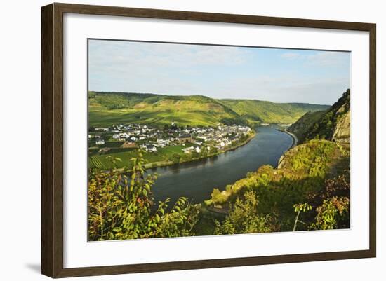 View of Ellenz-Poltersdorf and Moselle River (Mosel), Rhineland-Palatinate, Germany, Europe-Jochen Schlenker-Framed Photographic Print