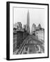 View of Empire State Building Beyond Elevated Train Tracks-null-Framed Photographic Print