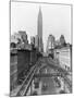 View of Empire State Building Beyond Elevated Train Tracks-null-Mounted Photographic Print