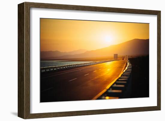 View of Empty Road at Sunset-Lamzeon-Framed Photographic Print