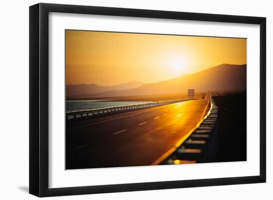 View of Empty Road at Sunset-Lamzeon-Framed Photographic Print