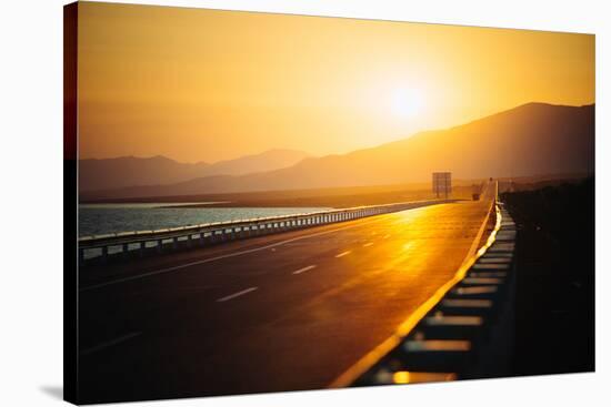 View of Empty Road at Sunset-Lamzeon-Stretched Canvas