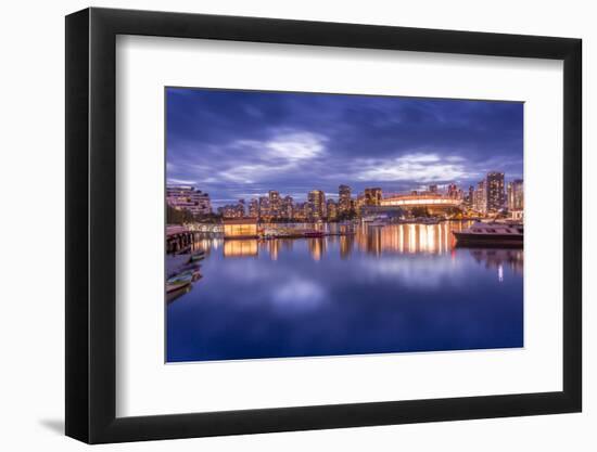 View of False Creek and Vancouver skyline, including BC Place, Vancouver, British Columbia, Canada,-Frank Fell-Framed Photographic Print