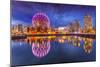 View of False Creek and Vancouver skyline, including World of Science Dome at dusk, Vancouver, Brit-Frank Fell-Mounted Photographic Print