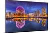 View of False Creek and Vancouver skyline, including World of Science Dome at dusk, Vancouver, Brit-Frank Fell-Mounted Photographic Print