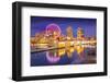 View of False Creek and Vancouver skyline, including World of Science Dome at dusk, Vancouver, Brit-Frank Fell-Framed Photographic Print