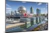 View of False Creek and Vancouver skyline, including World of Science Dome, Vancouver, British Colu-Frank Fell-Mounted Photographic Print