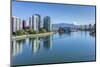 View of False Creek from Cambie Street Bridge and Vancouver skyline, Vancouver, British Columbia, C-Frank Fell-Mounted Photographic Print
