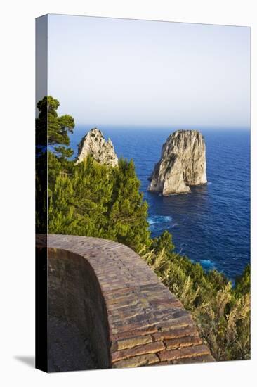 View of Faraglioni from Belvedere Di Tragara, Capri, Capri Island, Campania, Italy-Massimo Borchi-Stretched Canvas