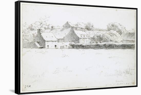 View of Farm Buildings across a Field, 1871-Jean-François Millet-Framed Stretched Canvas