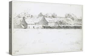 View of Farm Buildings across a Field, 1871-Jean-François Millet-Stretched Canvas