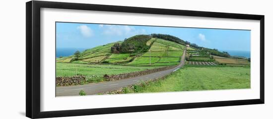 View of farmland along coast, Terceira Island, Azores, Portugal-null-Framed Photographic Print