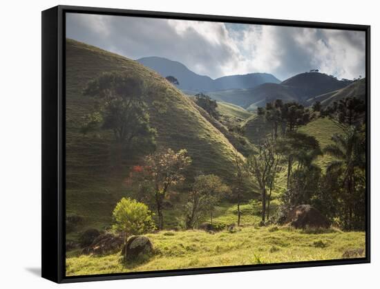 View of Farmland at Sunset in Sao Francisco Xavier Region-Alex Saberi-Framed Stretched Canvas