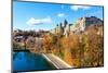 View of Federal Palace of Switzerland and the Aare River in Bern at Autumn-OlyaSolodenko-Mounted Photographic Print