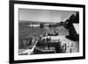 View of Ferry Landing, Mt. Rainier from Point Defiance - Tacoma, WA-Lantern Press-Framed Premium Giclee Print