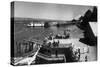 View of Ferry Landing, Mt. Rainier from Point Defiance - Tacoma, WA-Lantern Press-Stretched Canvas