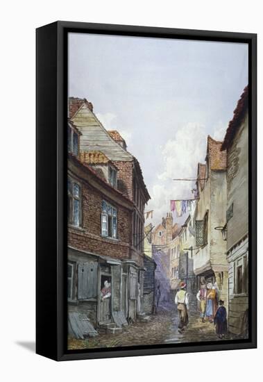 View of Figures in Glean Alley, Bermondsey, London, C1825-W Barker-Framed Stretched Canvas