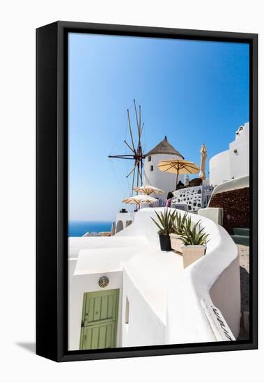 View of Fira Town - Santorini Island,Crete,Greece. White Concrete Staircases Leading down to Beauti-vitmark-Framed Stretched Canvas