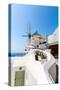 View of Fira Town - Santorini Island,Crete,Greece. White Concrete Staircases Leading down to Beauti-vitmark-Stretched Canvas