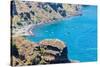 View of Fira Town - Santorini Island,Crete,Greece. White Concrete Staircases Leading down to Beauti-vitmark-Stretched Canvas