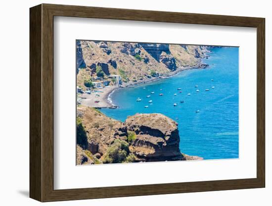 View of Fira Town - Santorini Island,Crete,Greece. White Concrete Staircases Leading down to Beauti-vitmark-Framed Photographic Print