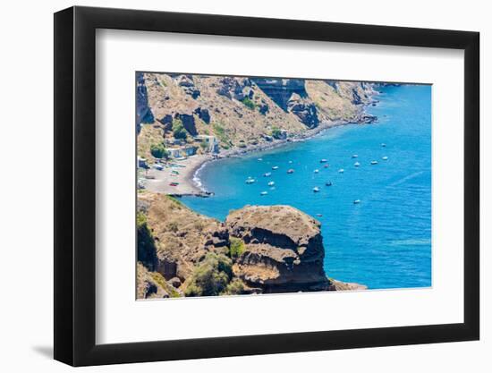 View of Fira Town - Santorini Island,Crete,Greece. White Concrete Staircases Leading down to Beauti-vitmark-Framed Photographic Print