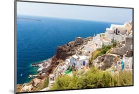 View of Fira Town - Santorini Island,Crete,Greece. White Concrete Staircases Leading down to Beauti-vitmark-Mounted Photographic Print