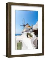 View of Fira Town - Santorini Island,Crete,Greece. White Concrete Staircases Leading down to Beauti-vitmark-Framed Photographic Print