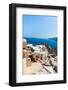 View of Fira Town - Santorini Island,Crete,Greece. White Concrete Staircases Leading down to Beauti-vitmark-Framed Photographic Print