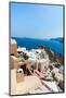 View of Fira Town - Santorini Island,Crete,Greece. White Concrete Staircases Leading down to Beauti-vitmark-Mounted Photographic Print