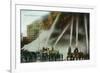 View of Firefighters Spraying an Enormous Blaze-Lantern Press-Framed Art Print