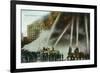 View of Firefighters Spraying an Enormous Blaze-Lantern Press-Framed Art Print