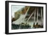 View of Firefighters Spraying an Enormous Blaze-Lantern Press-Framed Art Print