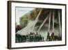 View of Firefighters Spraying an Enormous Blaze-Lantern Press-Framed Art Print