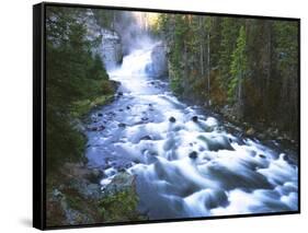 View of Firehole Falls and Firehole River, Yellowstone National Park, Wyoming, USA-Adam Jones-Framed Stretched Canvas