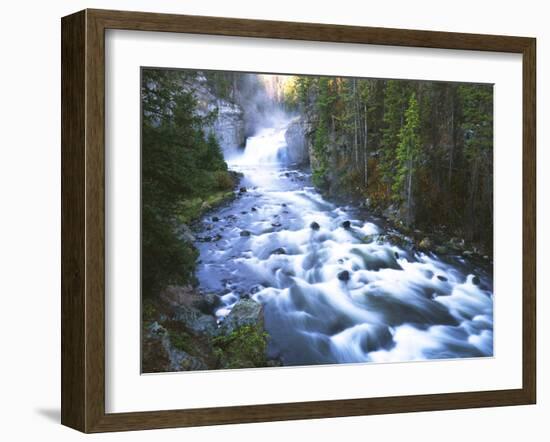 View of Firehole Falls and Firehole River, Yellowstone National Park, Wyoming, USA-Adam Jones-Framed Premium Photographic Print