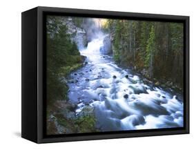 View of Firehole Falls and Firehole River, Yellowstone National Park, Wyoming, USA-Adam Jones-Framed Stretched Canvas