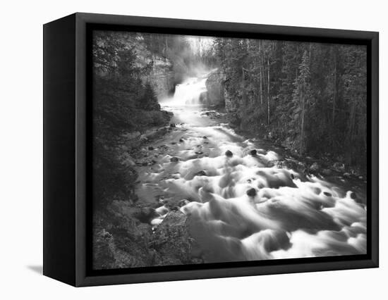 View of Firehole Falls and Firehole River, Yellowstone National Park, Wyoming, USA-Adam Jones-Framed Stretched Canvas