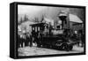 View of First Locomotive in Alaska - Skagway, AK-Lantern Press-Framed Stretched Canvas