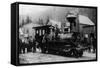 View of First Locomotive in Alaska - Skagway, AK-Lantern Press-Framed Stretched Canvas
