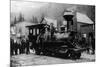 View of First Locomotive in Alaska - Skagway, AK-Lantern Press-Mounted Art Print