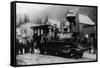 View of First Locomotive in Alaska - Skagway, AK-Lantern Press-Framed Stretched Canvas