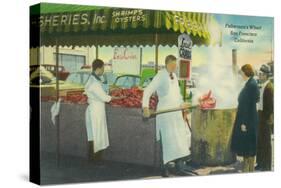 View of Fisherman's Wharf, Crabs Getting Boiled - San Francisco, CA-Lantern Press-Stretched Canvas