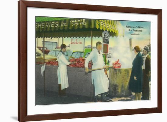 View of Fisherman's Wharf, Crabs Getting Boiled - San Francisco, CA-Lantern Press-Framed Art Print