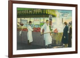 View of Fisherman's Wharf, Crabs Getting Boiled - San Francisco, CA-Lantern Press-Framed Art Print