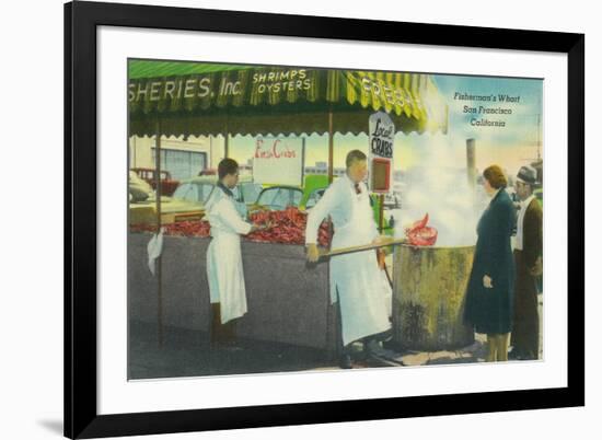 View of Fisherman's Wharf, Crabs Getting Boiled - San Francisco, CA-Lantern Press-Framed Art Print