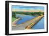 View of Fishing Bridge over Yellowstone River, Yellowstone National Park, Wyoming-Lantern Press-Framed Art Print