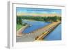 View of Fishing Bridge over Yellowstone River, Yellowstone National Park, Wyoming-Lantern Press-Framed Art Print