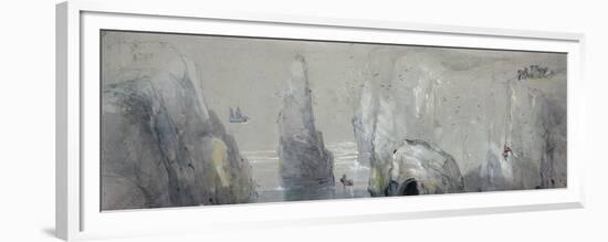 View of Flamborough Head, Showing a Group of Men Gathering Gulls' Eggs-George Bryant Campion-Framed Premium Giclee Print