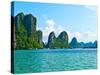 View of Floating Village and Rock Islands-photoroman-Stretched Canvas